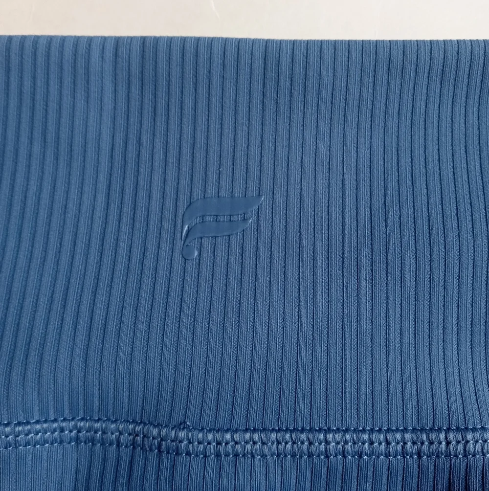 Fabletics Oasis Ribbed Crossover Flare High Waist Ultra Soft Pants Element Blue - Picture 8 of 10